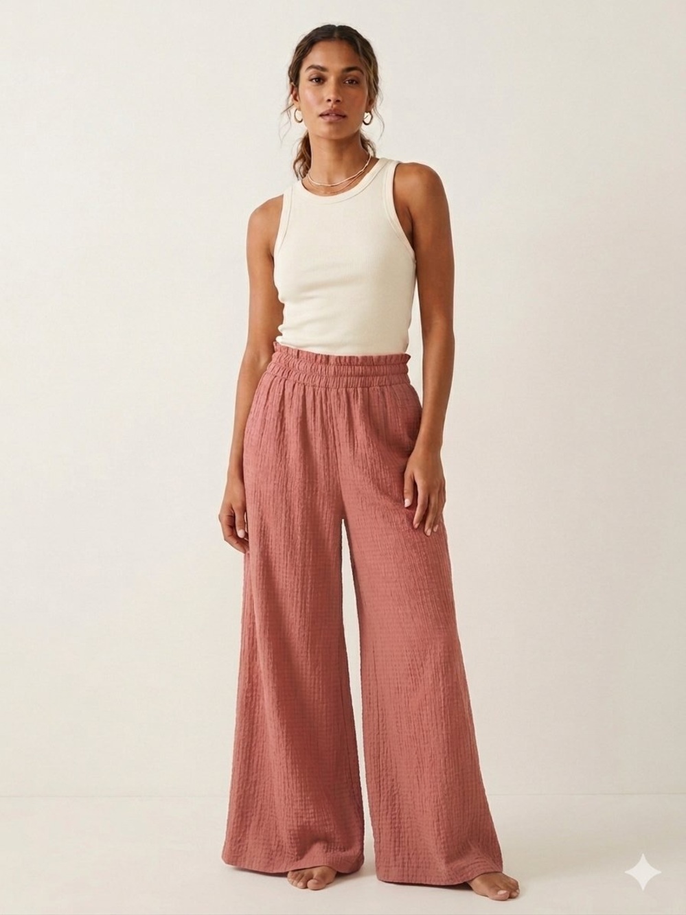 Wayf Wide-Leg Pants in Pink Dusty Rose